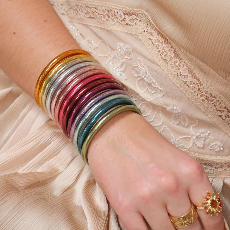 BuDhaGirl | Set of 13 | All Weather Bangles Anniversary Bundle Set in Pink