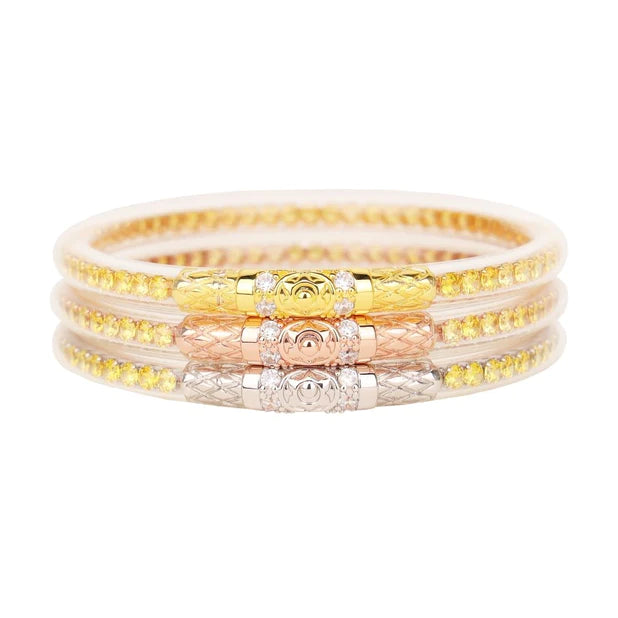 BuDhaGirl | Set of Three | Three Queens All Weather Bangles in Yellow Rose - Giddy Up Glamour Boutique