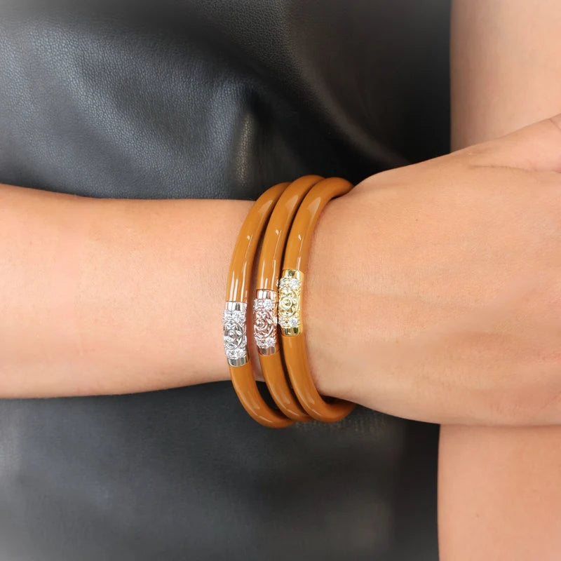 BuDhaGirl | Set of Three | Three Kings All Weather Bangles in Caramel Brown