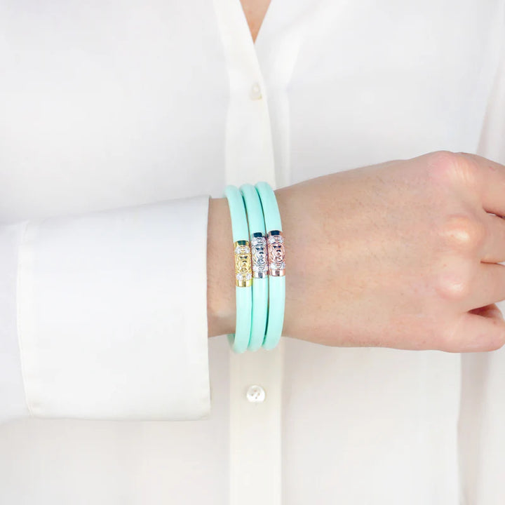 BuDhaGirl | Set of Three | Three Kings All Weather Bangles in Mint Blue