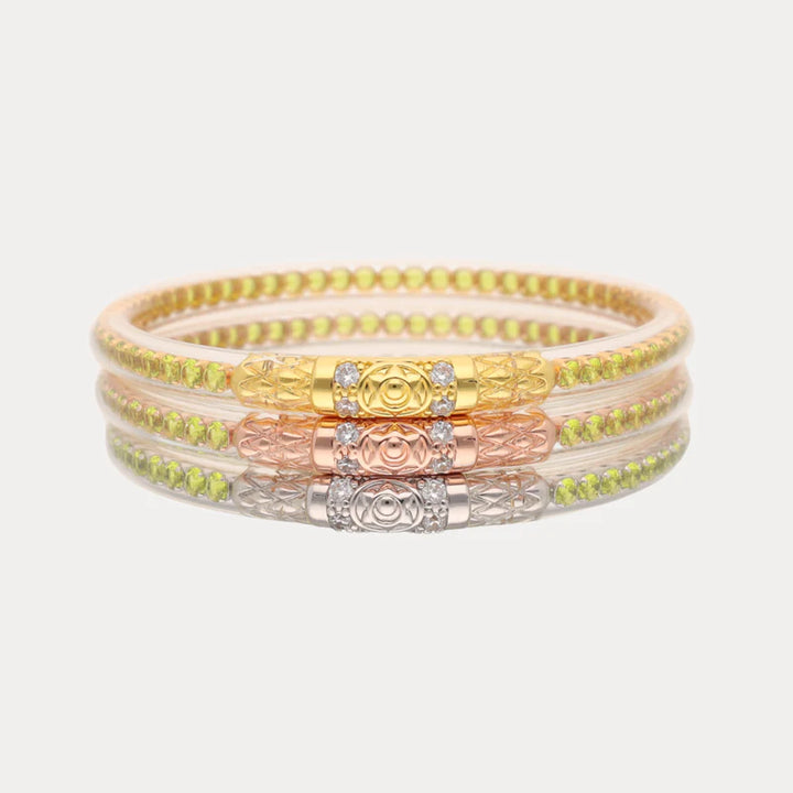 BuDhaGirl | Set of Three | Three Queens All Weather Bangles in Peridot Green
