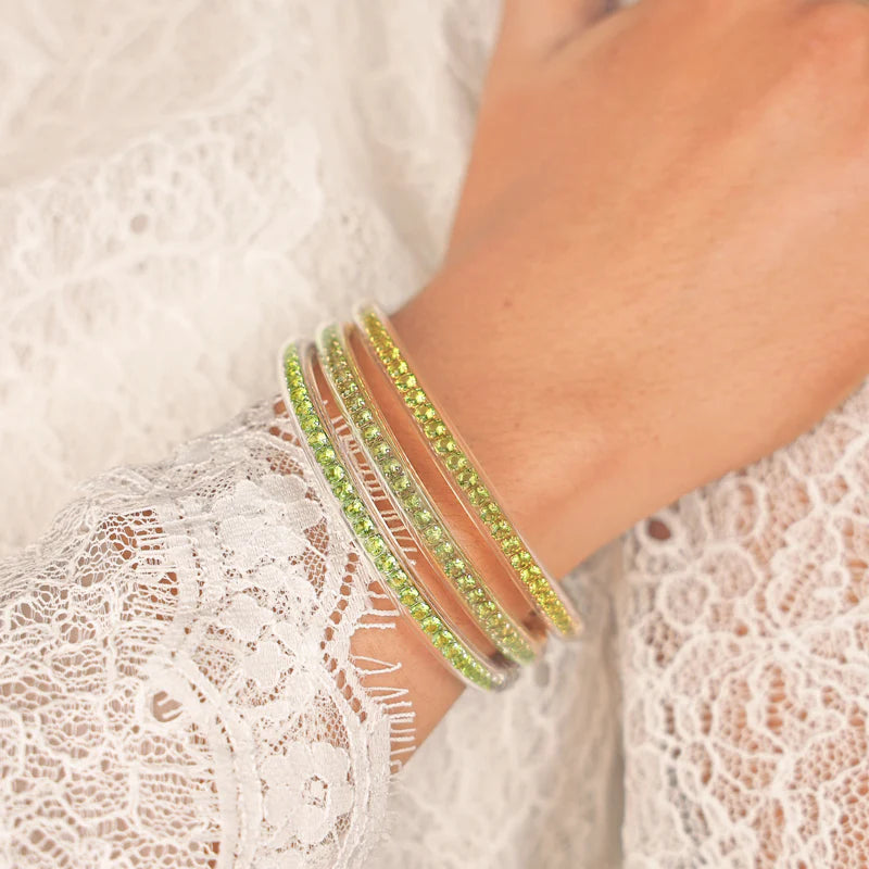 BuDhaGirl | Set of Three | Three Queens All Weather Bangles in Peridot Green
