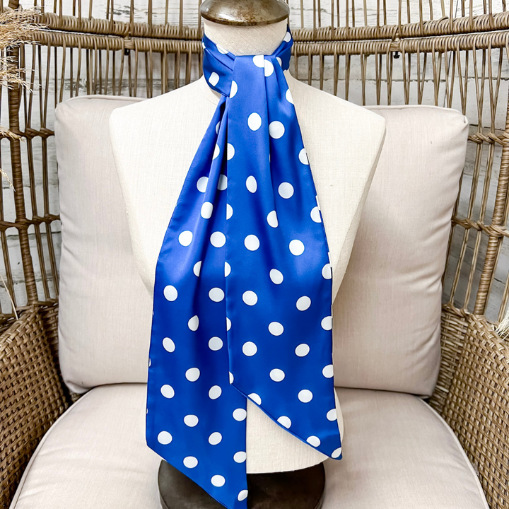 Tie it Together Polka Dot Latigo Twilly Scarf in Blue