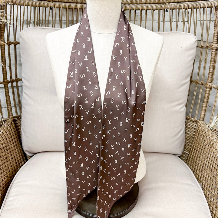 Tie it Together Cattle Brand Latigo Twilly Scarf in Brown