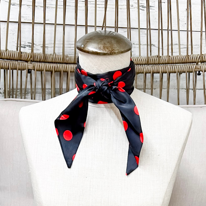 Tie it Together Polka Dot Latigo Twilly Scarf in Black and Red