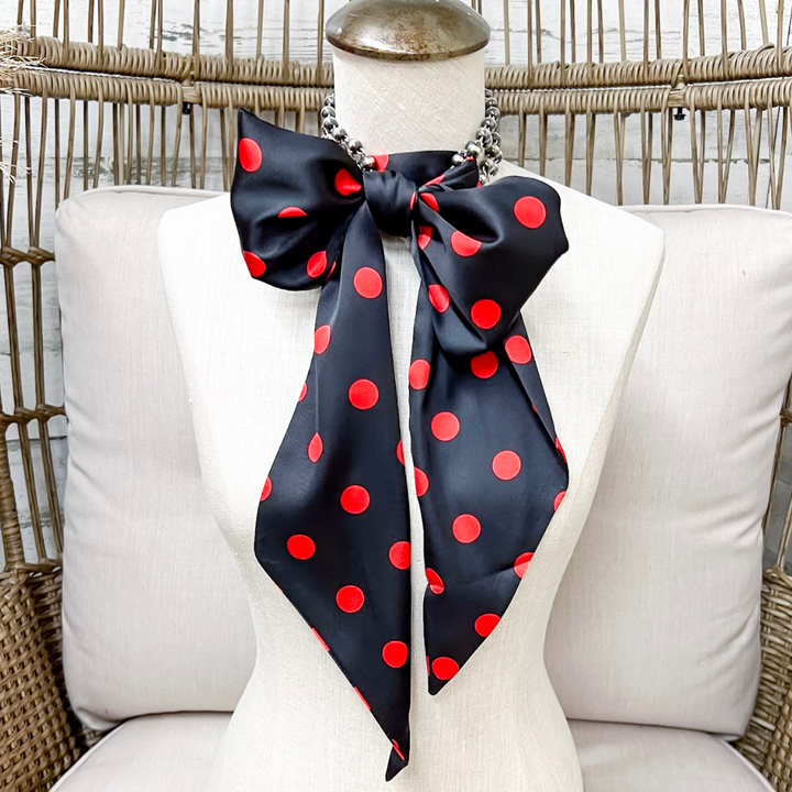 Tie it Together Polka Dot Latigo Twilly Scarf in Black and Red
