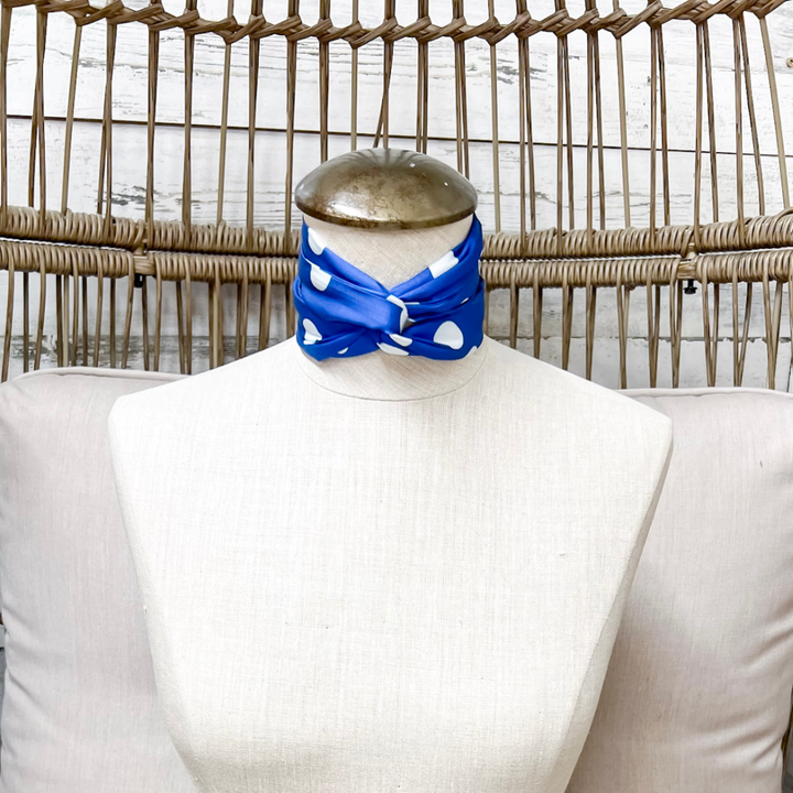 Tie it Together Polka Dot Latigo Twilly Scarf in Blue