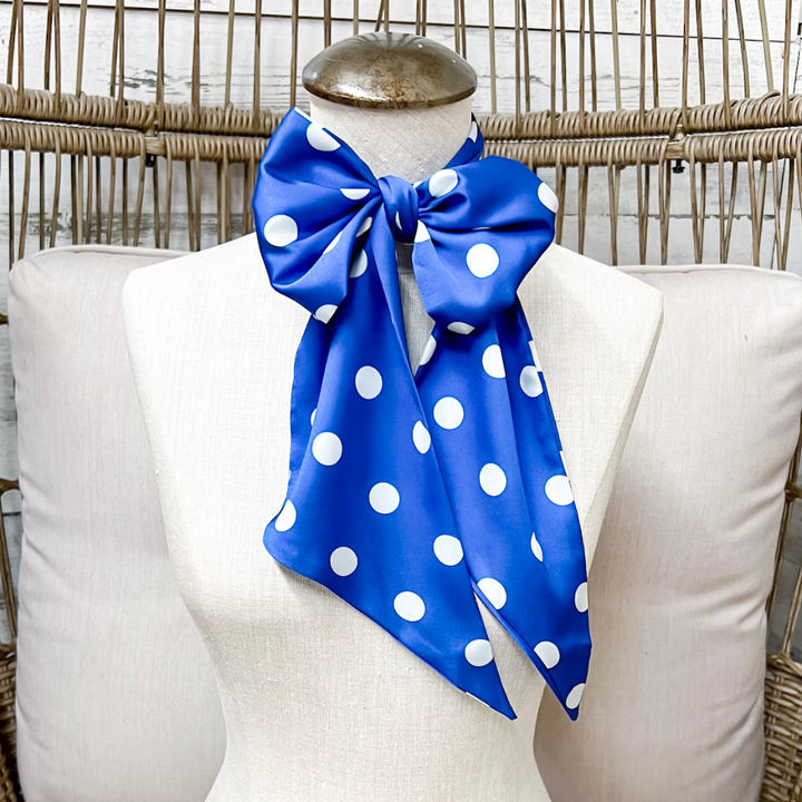Tie it Together Polka Dot Latigo Twilly Scarf in Blue
