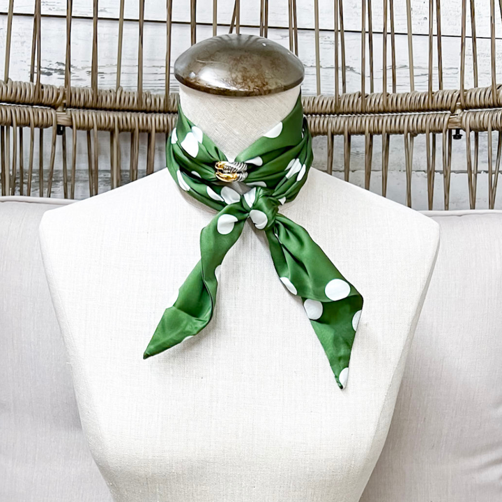 Tie it Together Polka Dot Latigo Twilly Scarf in Green