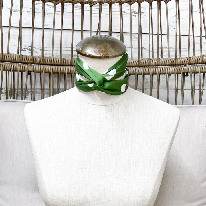 Tie it Together Polka Dot Latigo Twilly Scarf in Green