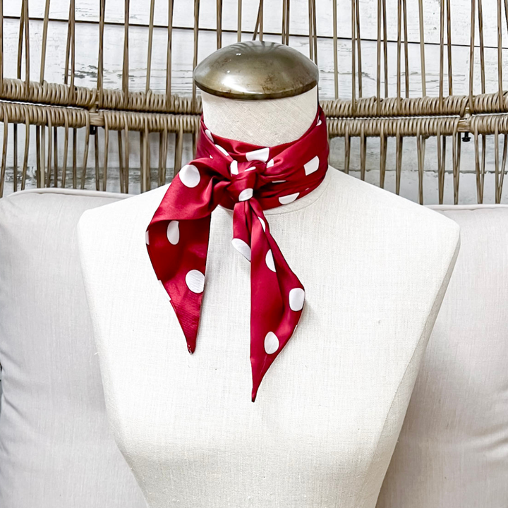 Tie it Together Polka Dot Latigo Twilly Scarf in Maroon
