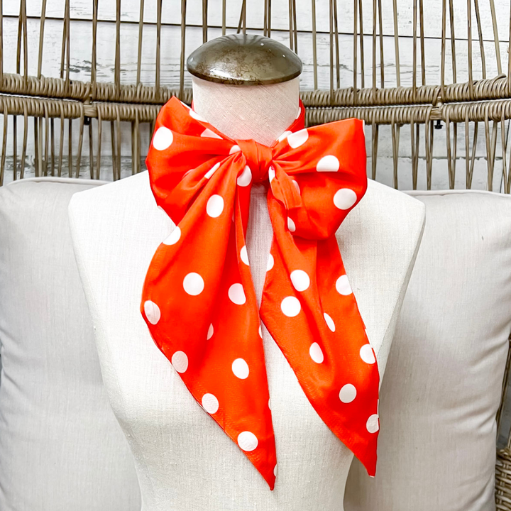 Tie it Together Polka Dot Latigo Twilly Scarf in Orange