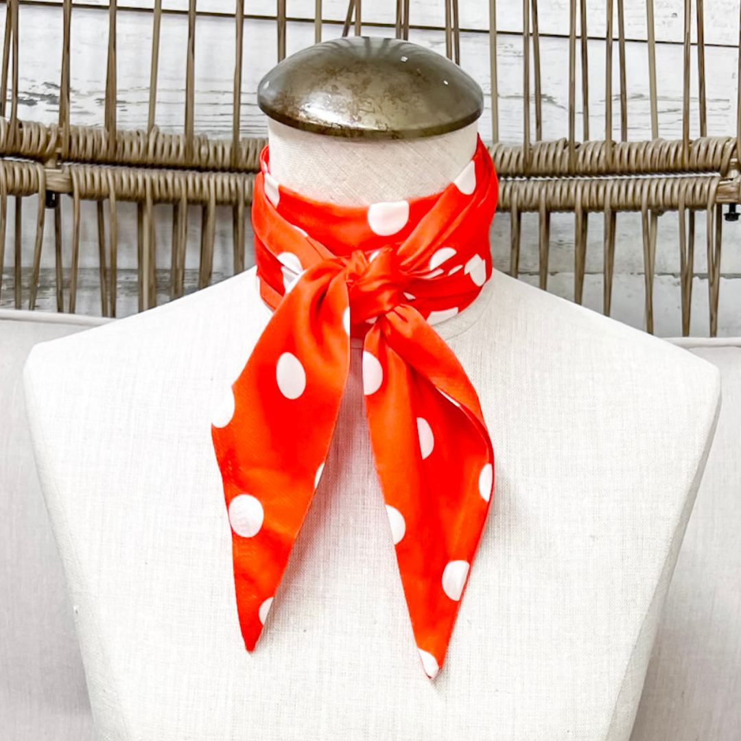 Tie it Together Polka Dot Latigo Twilly Scarf in Orange