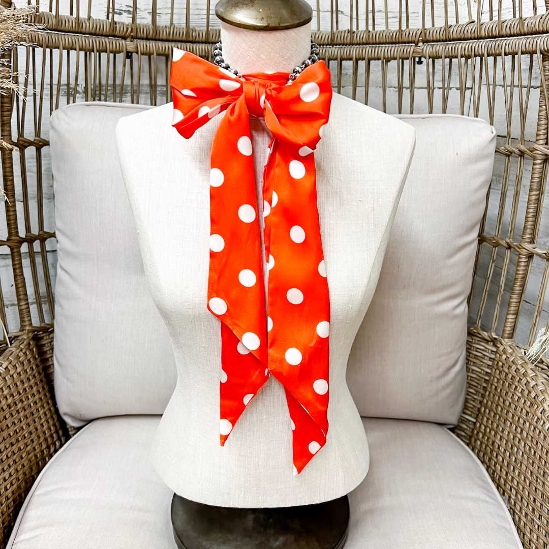 Tie it Together Polka Dot Latigo Twilly Scarf in Orange