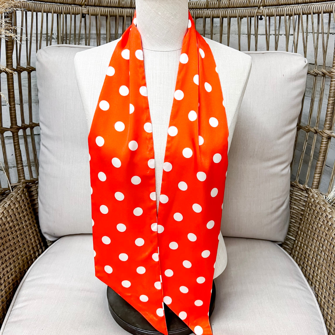 Tie it Together Polka Dot Latigo Twilly Scarf in Orange