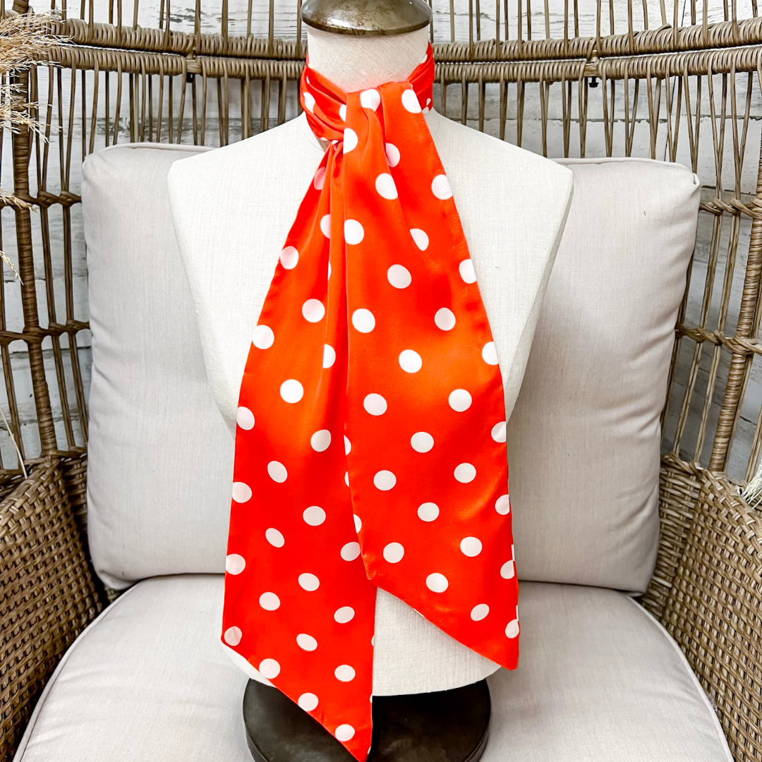 Tie it Together Polka Dot Latigo Twilly Scarf in Orange
