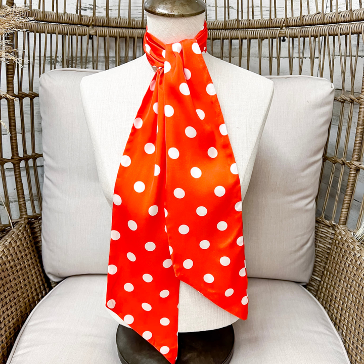 Tie it Together Polka Dot Latigo Twilly Scarf in Orange