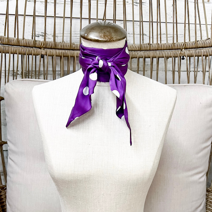 Tie it Together Polka Dot Latigo Twilly Scarf in Purple