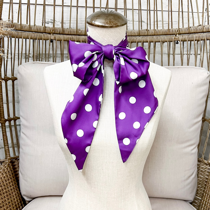Tie it Together Polka Dot Latigo Twilly Scarf in Purple