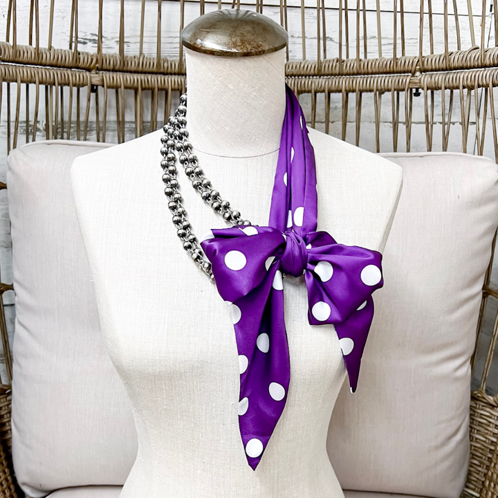 Tie it Together Polka Dot Latigo Twilly Scarf in Purple