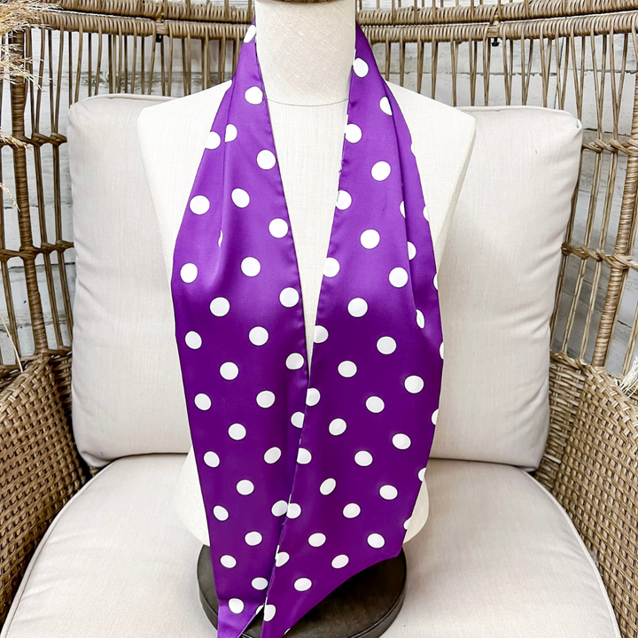 Tie it Together Polka Dot Latigo Twilly Scarf in Purple