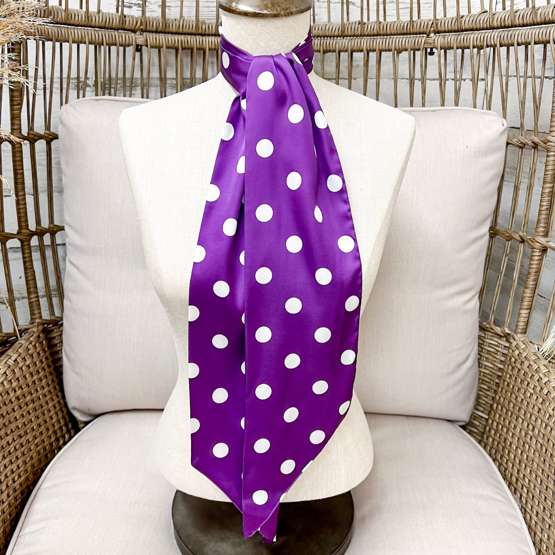 Tie it Together Polka Dot Latigo Twilly Scarf in Purple