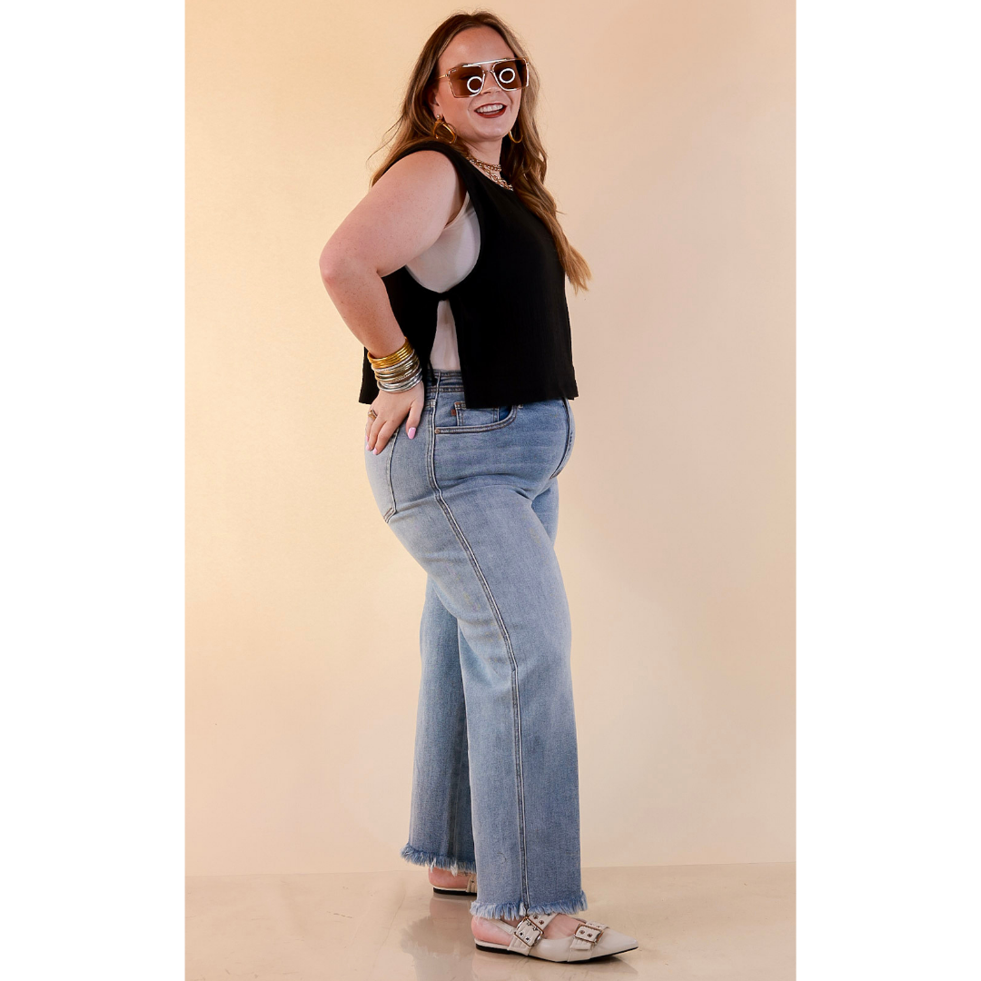 Tie it Together Sleeveless Linen Tank Top with Side Tie Detail in Black