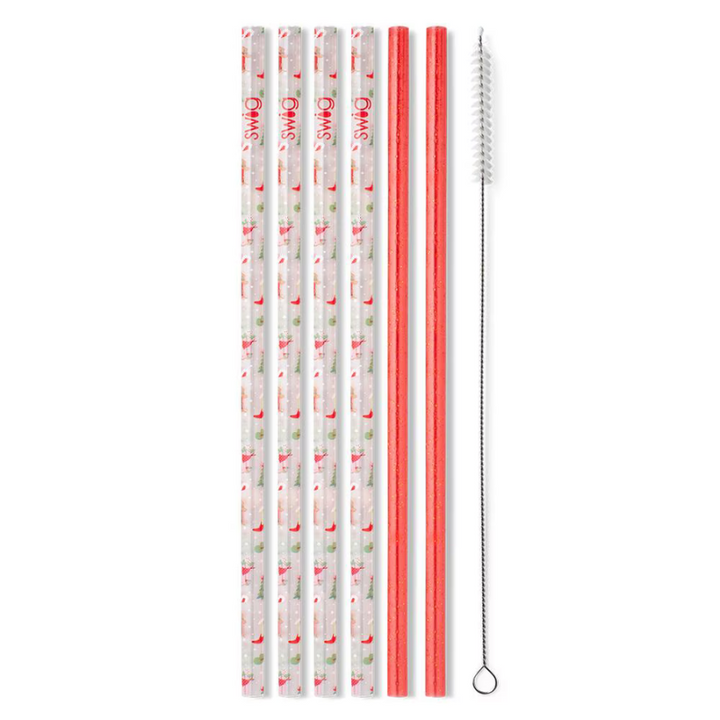 Swig | Howdy Holidays + Red Glitter Reusable Straw Set