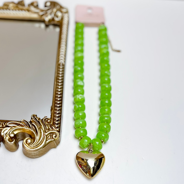 Treasure Jewels | Beloved Necklace with Gold Heart Pendant in Green