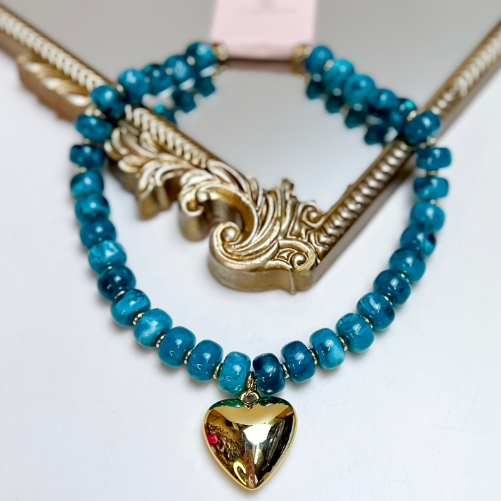 Treasure Jewels | Beloved Necklace with Gold Heart Pendant in Teal