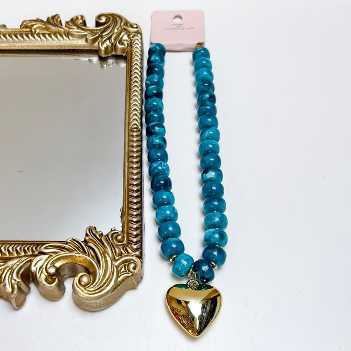 Treasure Jewels | Beloved Necklace with Gold Heart Pendant in Teal