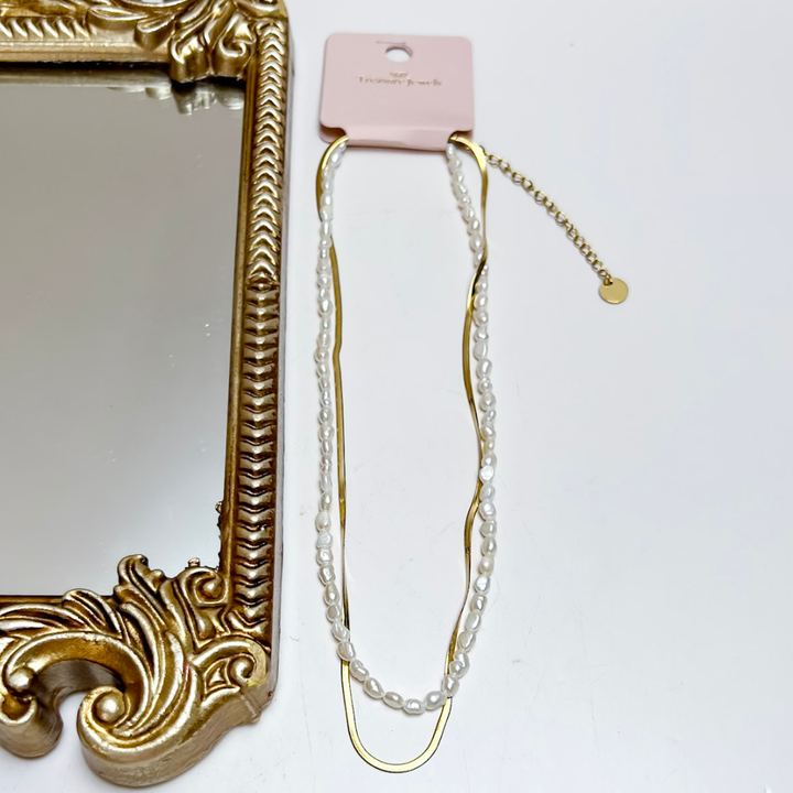 Treasure Jewels | Double Baby Pearl Beaded Necklace in Gold