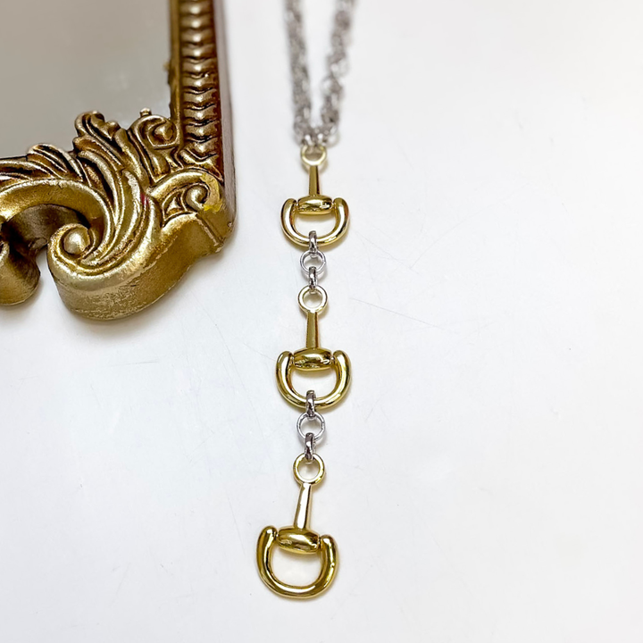 Treasure Jewels | Equestrian Charm Horse Bit Statement Pendant Necklace in Gold and Silver
