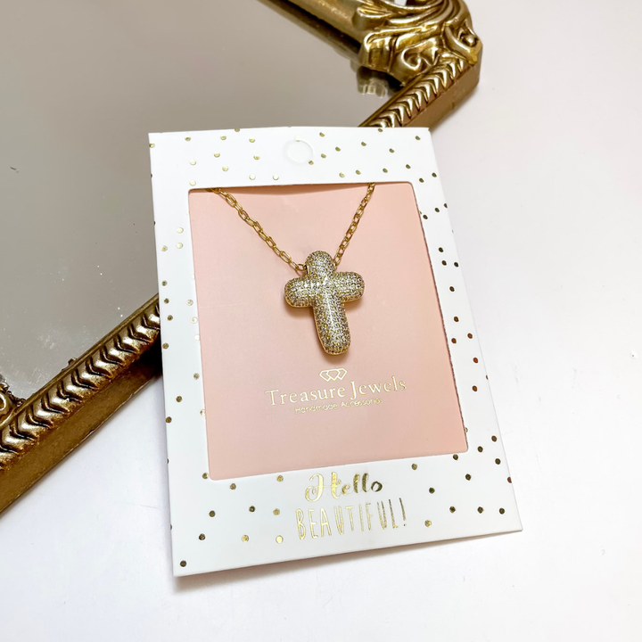 Treasure Jewels | Faithful Glow Pave Cross Chain Necklace in Gold