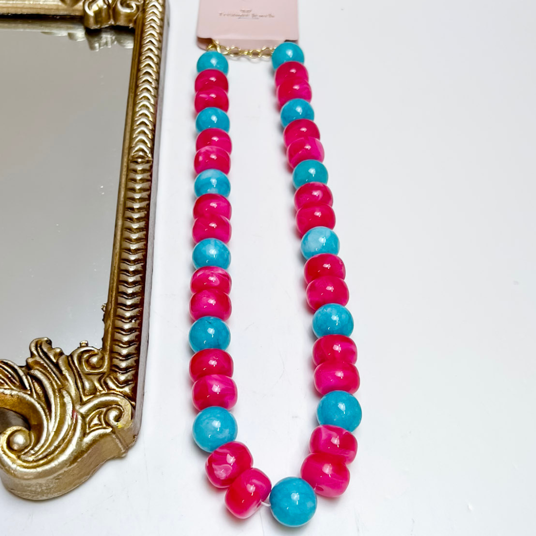 Treasure Jewels | Fiesta Pop Beaded Necklace in Blue and Pink