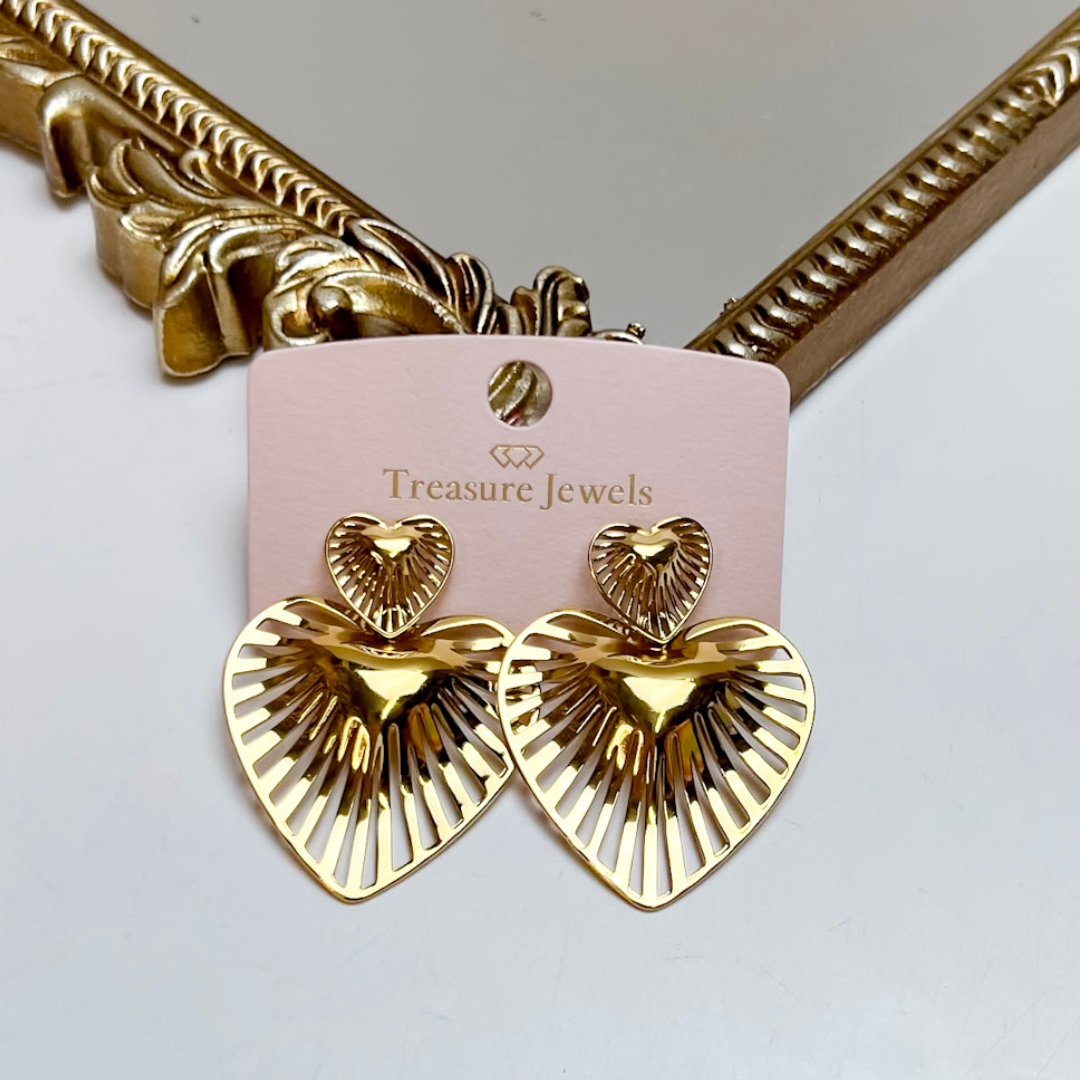 Treasure Jewels | Heart of Gold Statment Earrings in Gold
