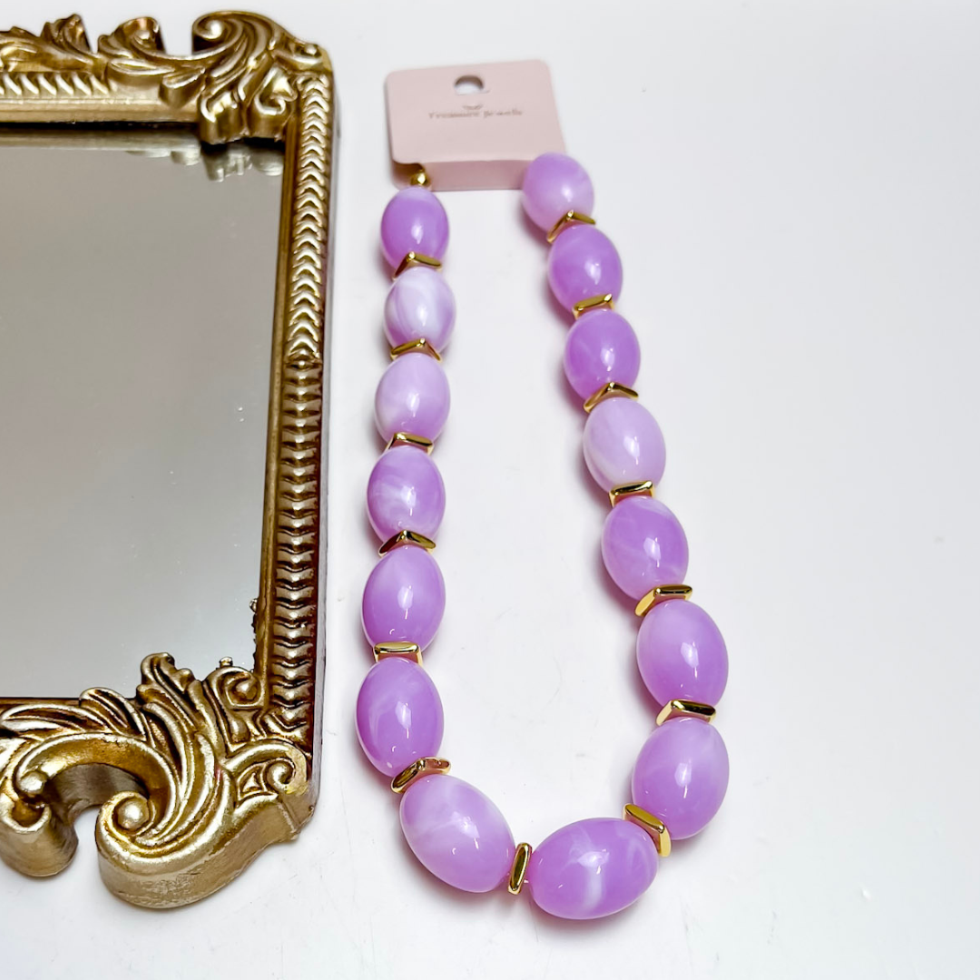 Treasure Jewels | Jelly Pop Beaded Necklace in Lavender in Gold