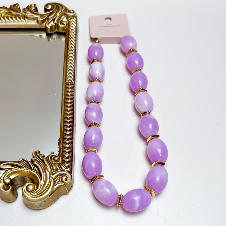 Treasure Jewels | Jelly Pop Beaded Necklace in Lavender in Gold