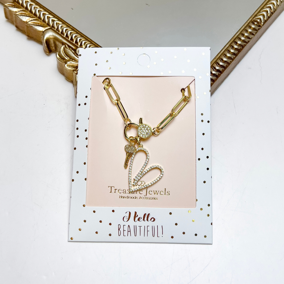 Treasure Jewels | Key to my Heart Necklace in Gold