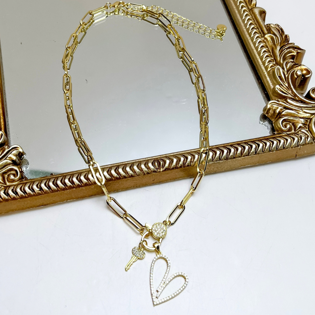 Treasure Jewels | Key to my Heart Necklace in Gold