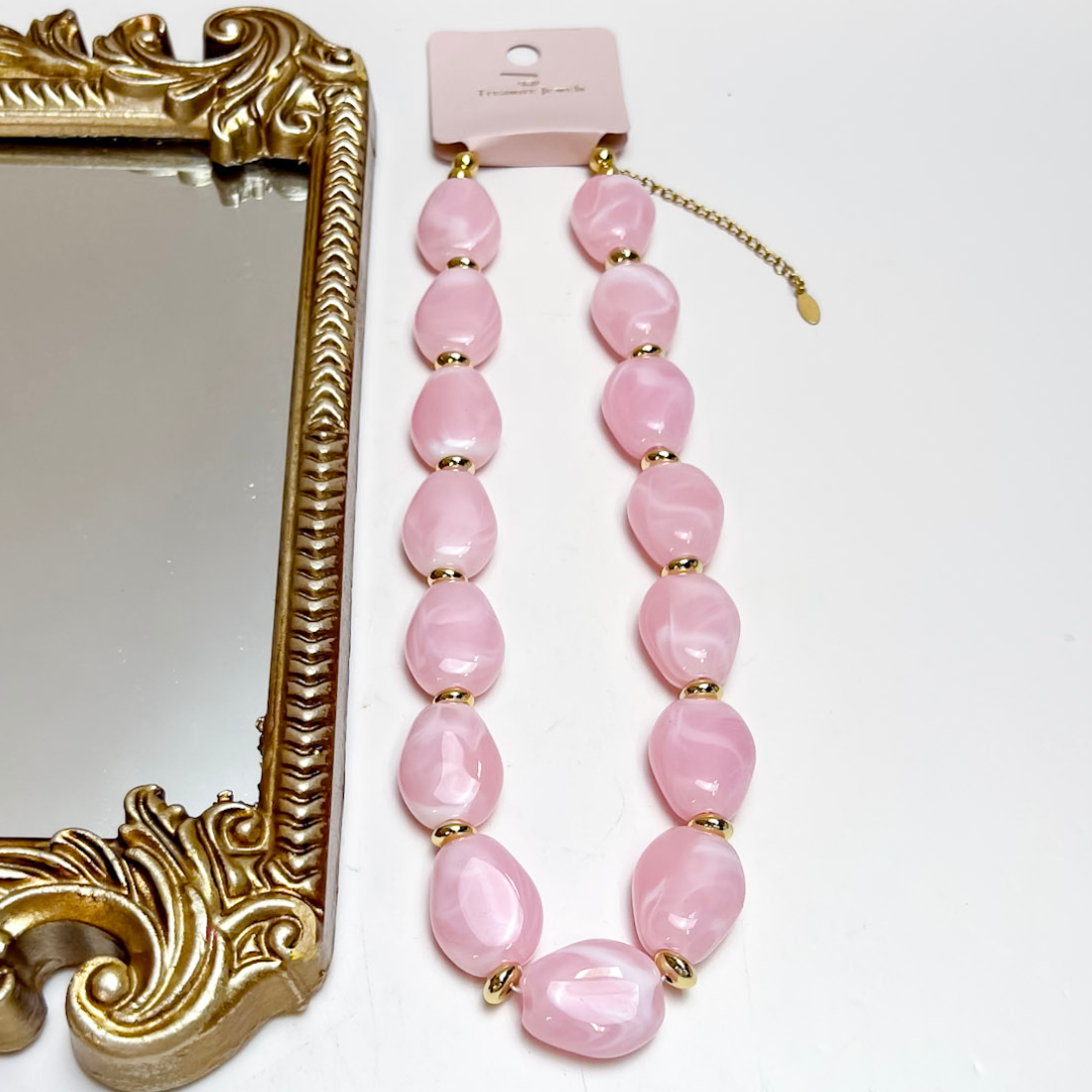 Treasure Jewels | Muse Beaded Necklace in Light Pink and Gold