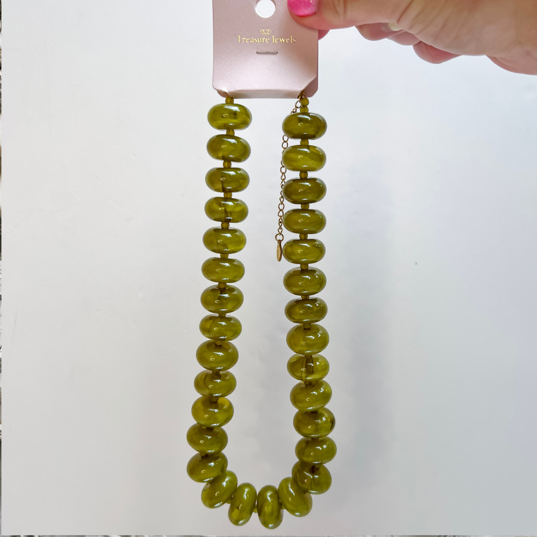 Treasure Jewels | Sugar Beads Necklace in Olive Green