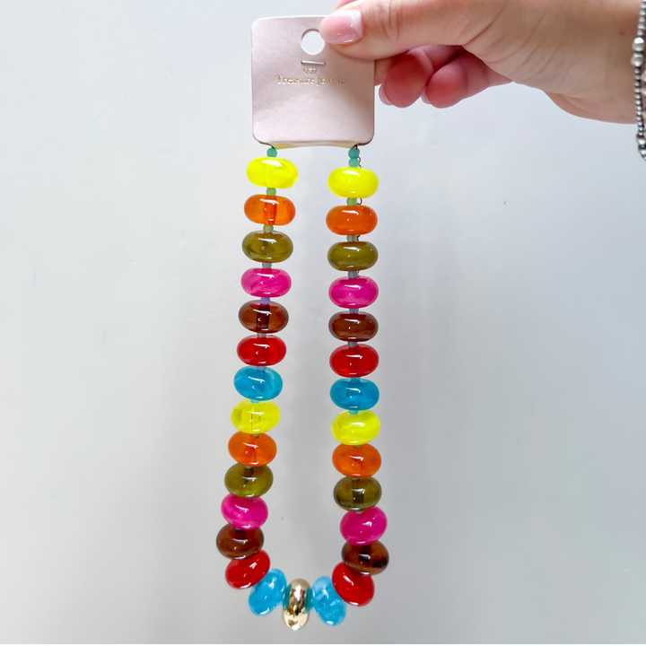 Treasure Jewels | Sugar Beads Necklace with Gold Accent in Multicolor