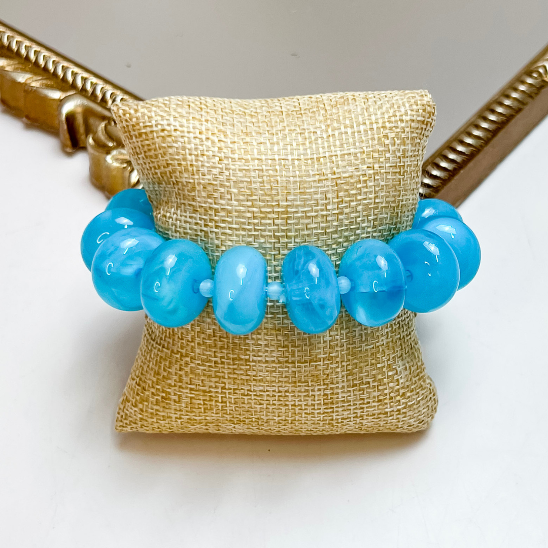 Treasure Jewels | Sugar Beads Stretch Bracelet in Aqua Blue