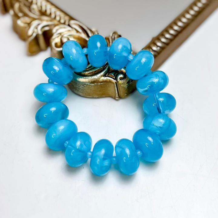 Treasure Jewels | Sugar Beads Stretch Bracelet in Aqua Blue