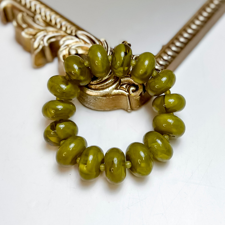 Treasure Jewels | Sugar Beads Stretch Bracelet in Olive Green