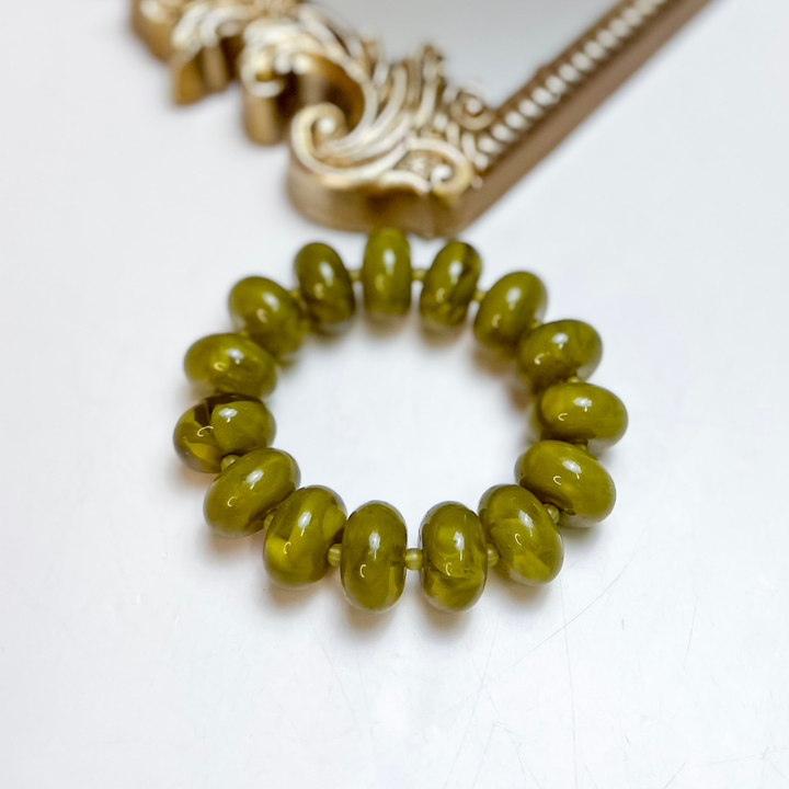 Treasure Jewels | Sugar Beads Stretch Bracelet in Olive Green