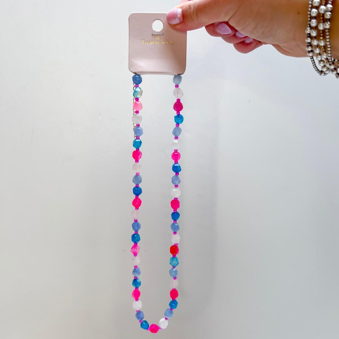 Treasure Jewels | Sugar Sky Beaded Necklace in Blue and Pink