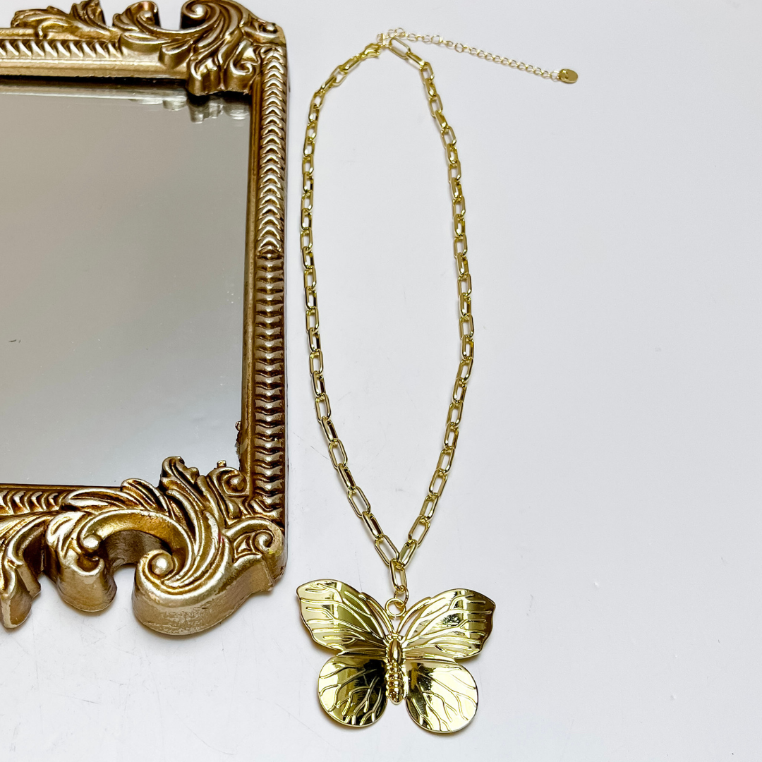 Treasure Jewels | Wings of Grace Chain Butterfly Pendant Necklace in Gold