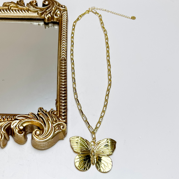 Treasure Jewels | Wings of Grace Chain Butterfly Pendant Necklace in Gold